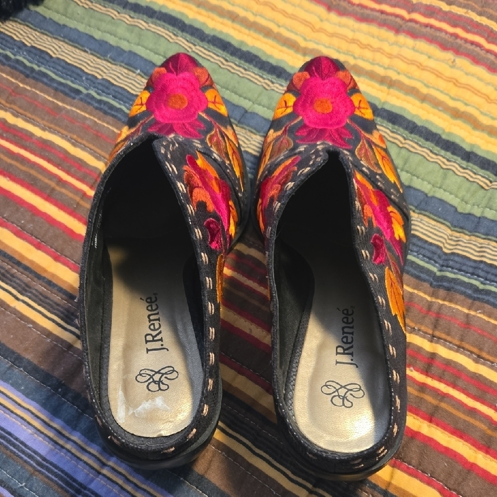 Roper Black Floral Embroidered Mules - Picture 3 of 7